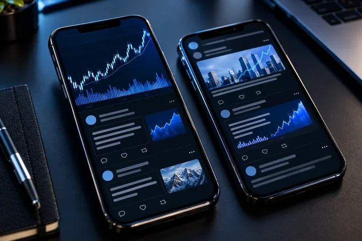 Financial market content displayed on mobile devices
